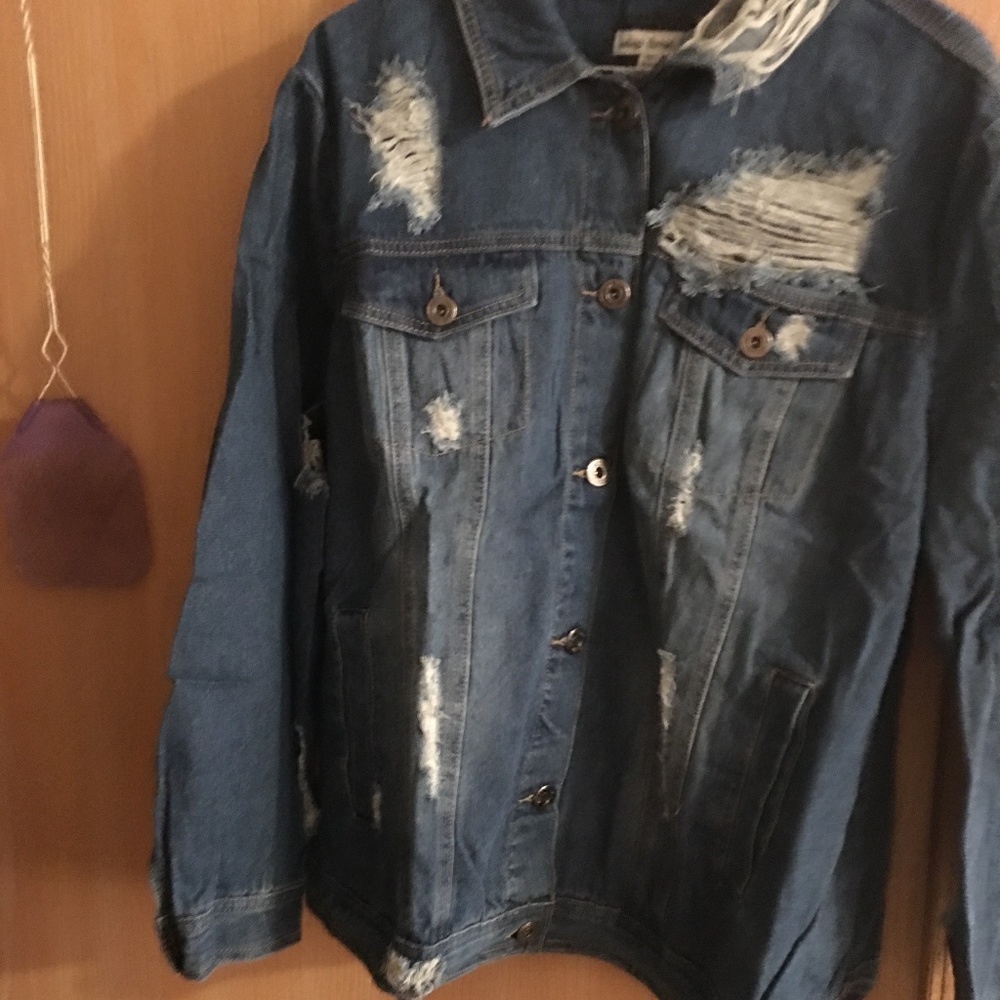 Destructed jean jacket